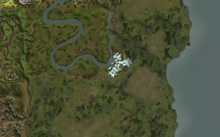 Map of Aden showing where Soulless Wild Boar is, in Anghel Waterfall
