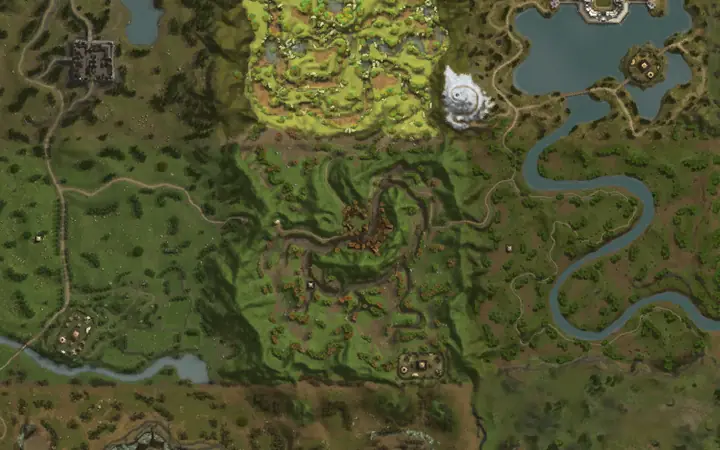 Mapa de Aden com a localização de Saga of the Adventurer em Hunters Village