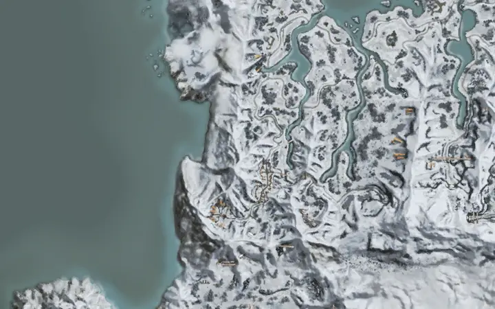 Map of Aden showing where Frozen Valley is, in Frozen Valley