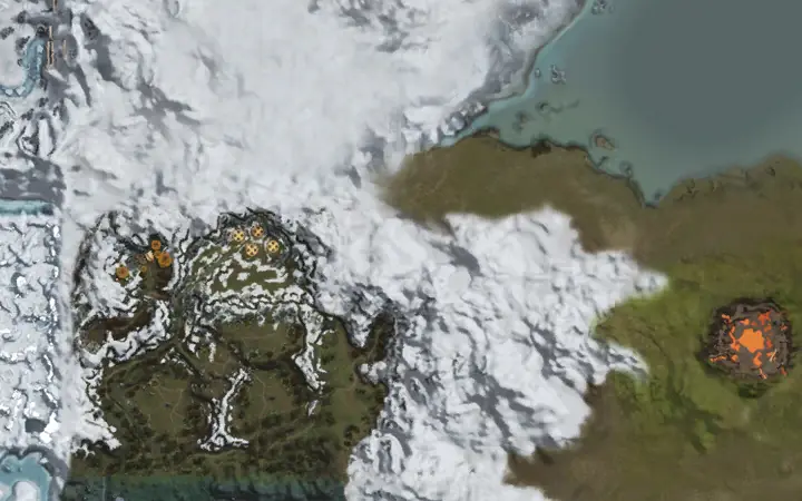Map of Aden showing where Hot Springs Flava is, in Forge of the Gods