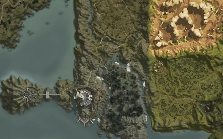 Map of Aden showing where Corrupted Guard is, in Forest of the Dead