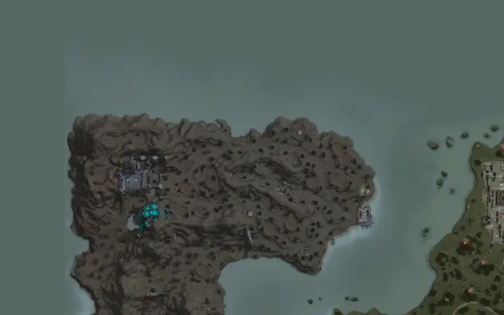 Map of Aden showing where Grotto Grizzly is, in Nornil's Cave