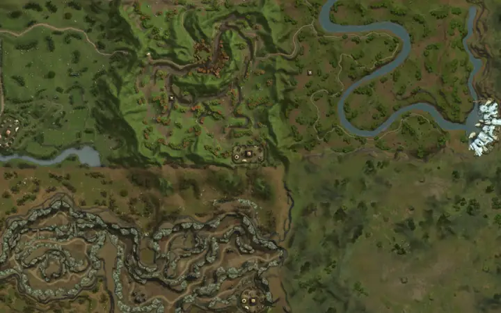 Map of Aden showing where Sorcerer Isirr is, in Hunter's Fortress