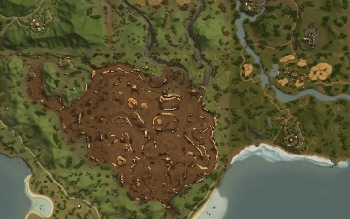 Map of Aden showing where Giant Wasteland Basilisk is, in The Ant Nest