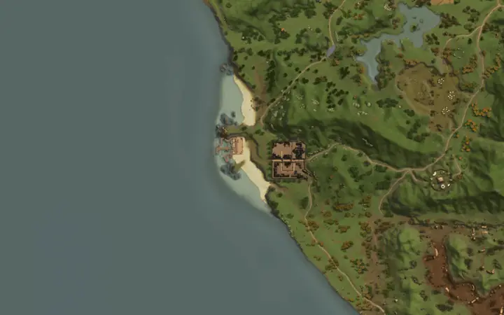 Map of Aden showing where Path of the Rogue is, in Gludin Village
