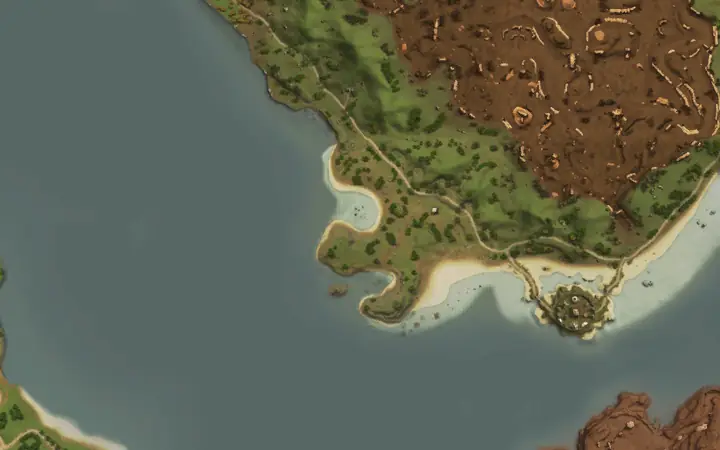 Map of Aden showing where Elf Renoa is, in Langk Lizardmen Dwellings