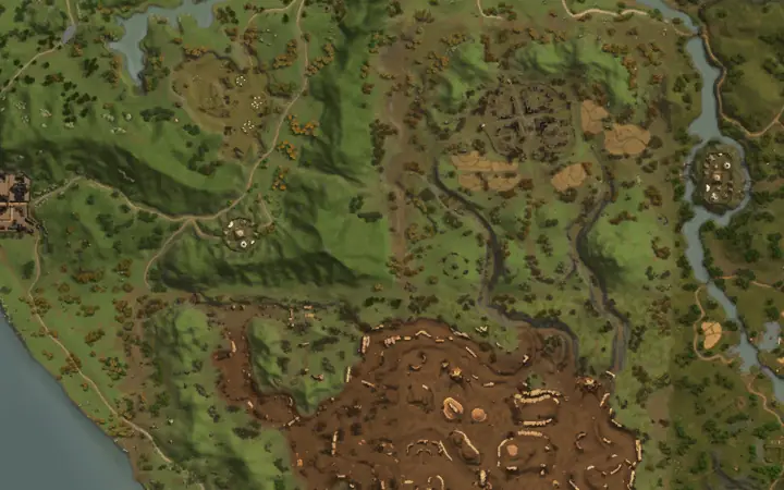 Map of Aden showing where Giant Wasteland Basilisk is, in Windawood Manor