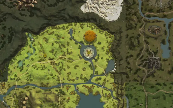 Map of Aden showing where Path of the Elven Wizard is, in Elven Village