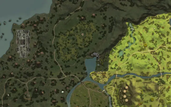 Map of Aden showing where Undine Waterfall is, in Undine Waterfall