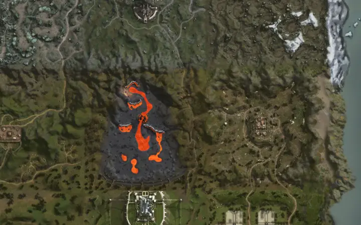 Mapa de Aden com a localização de Storm Winged Naga em Blazing Swamp